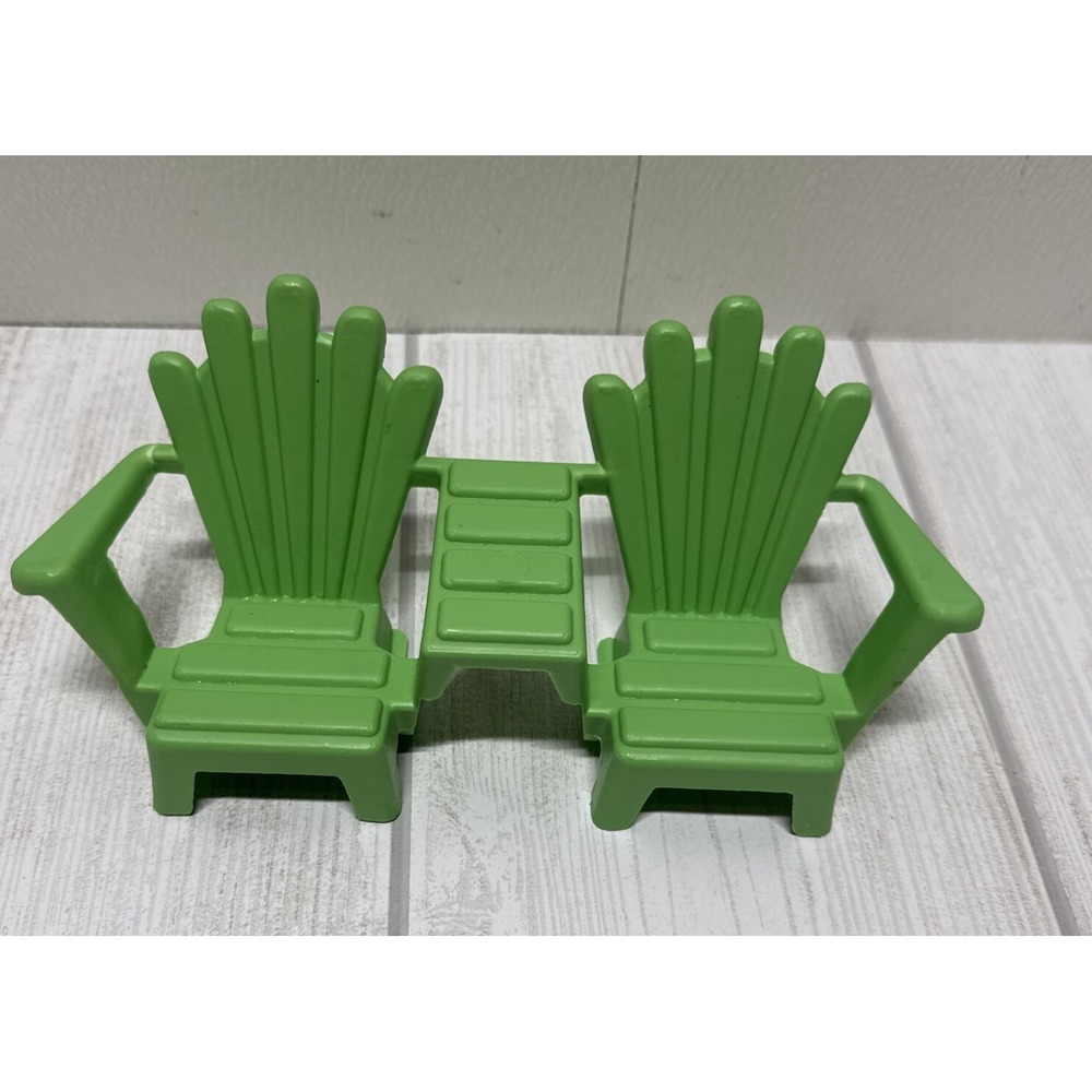 American Plastic Toys 2 Green Adirondack Chair Barbie Doll Size